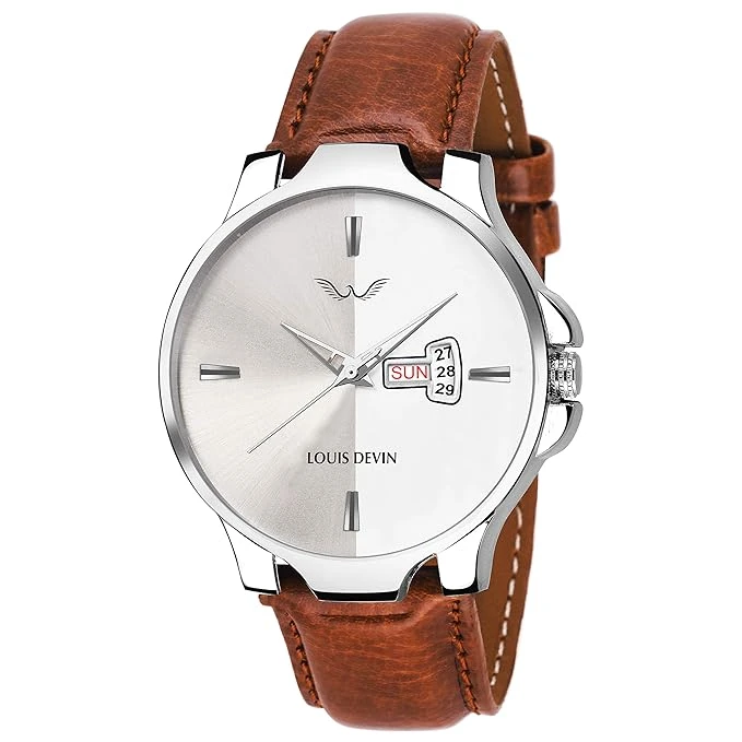LOUIS DEVIN WT030 Leather Strap Analog Wrist Watch for Men